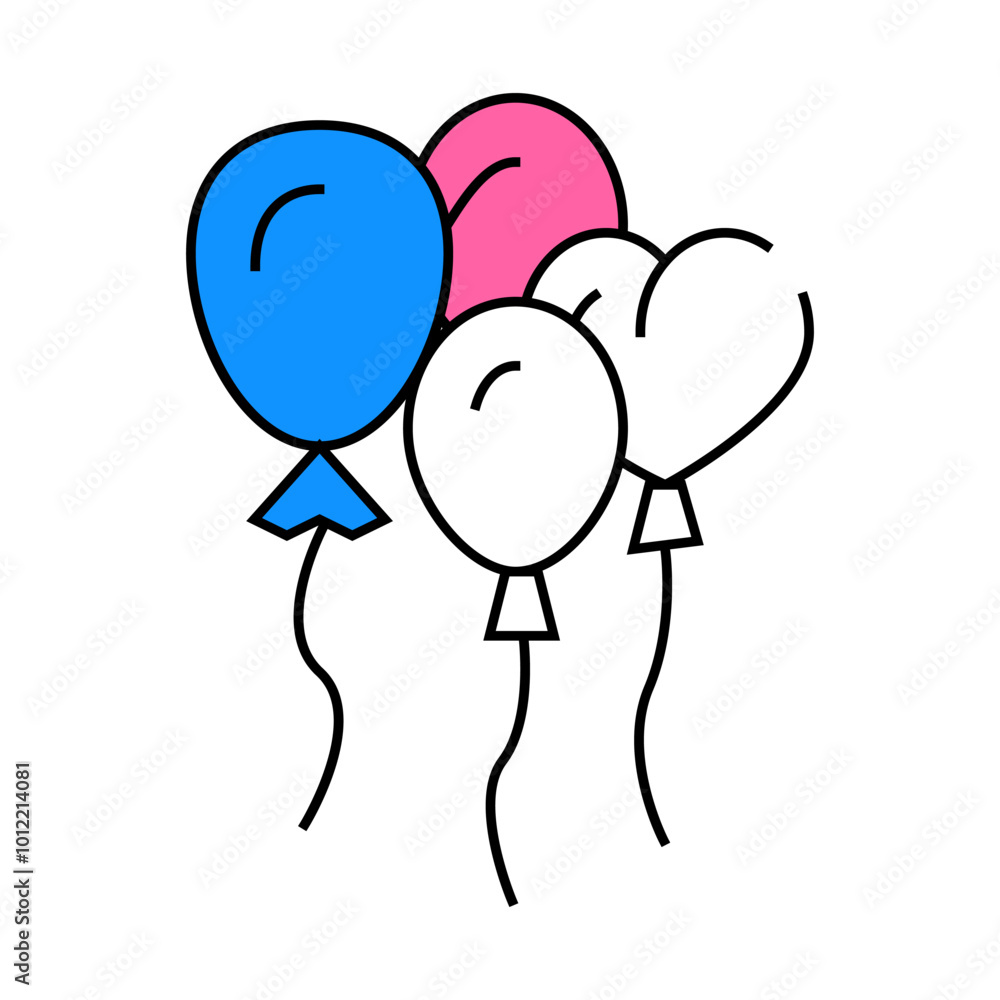 air balloons birthday decoration line icon vector. air balloons birthday decoration sign. isolated symbol illustration air balloons birthday decoration line icon vector. air balloons birthday decoration sign. isolated symbol illustration