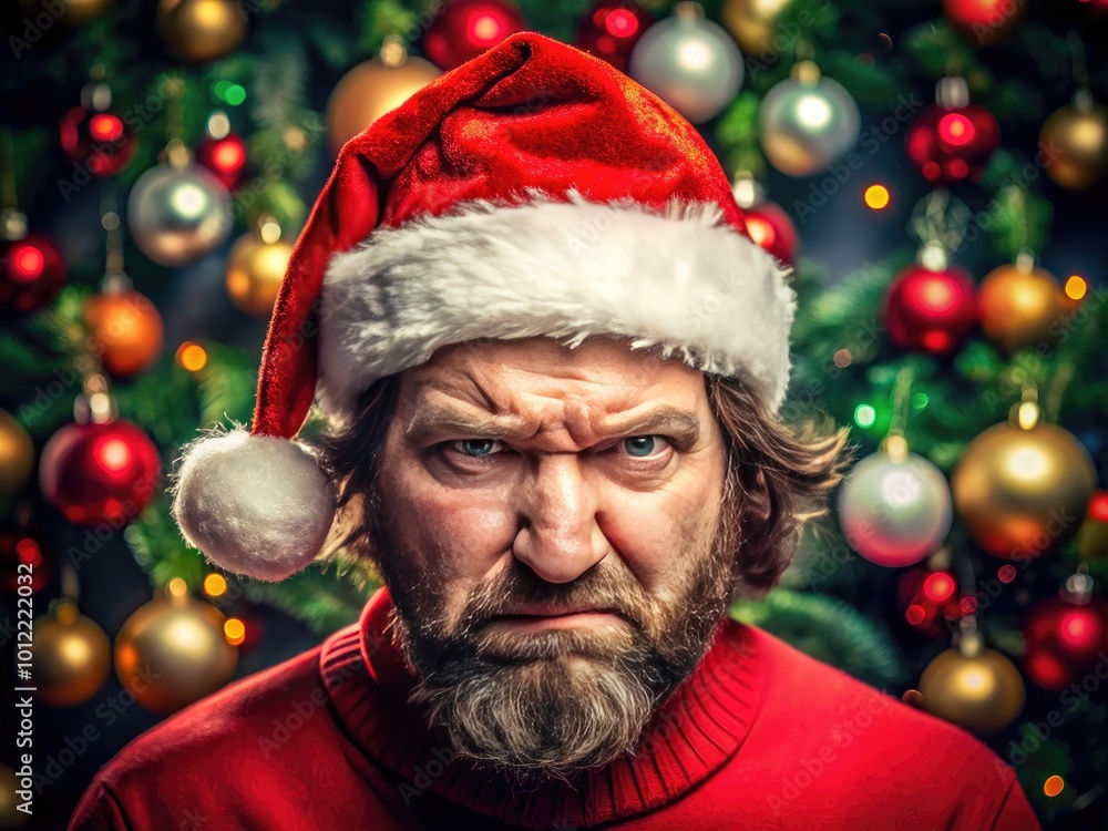 Festive Grump: A Humorous Representation of Bah Humbug Attitude During Holiday Season Cheer Festive Grump: A Humorous Representation of Bah Humbug Attitude During Holiday Season Cheer