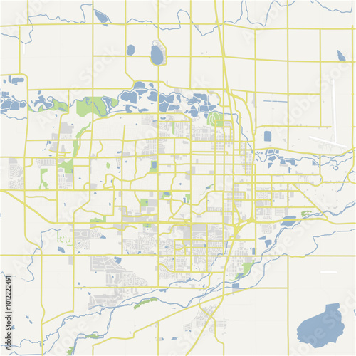 Map of Greeley in Colorado in a normal road map style. Contains layered vector with roads water, parks, etc.