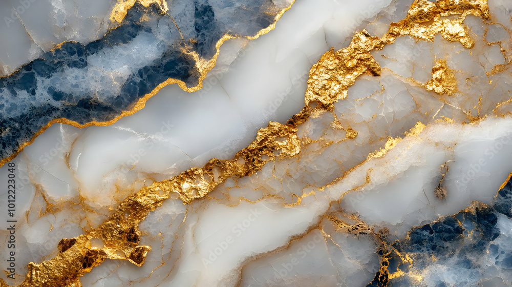 Abstract Background with White, Blue, and Gold Marble Texture Abstract Background with White, Blue, and Gold Marble Texture