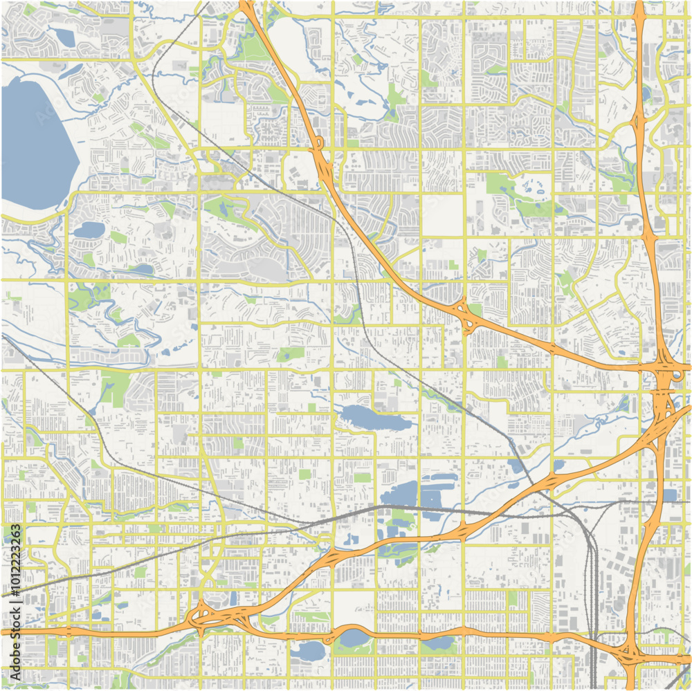 Obraz premium Map of Westminster in Colorado in a normal road map style. Contains layered vector with roads water, parks, etc.