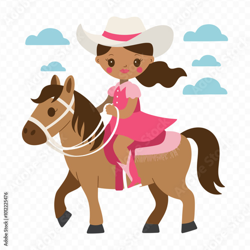 Cute Cowgirl Clipart Bundle a girl riding a horse with cow and horse photo