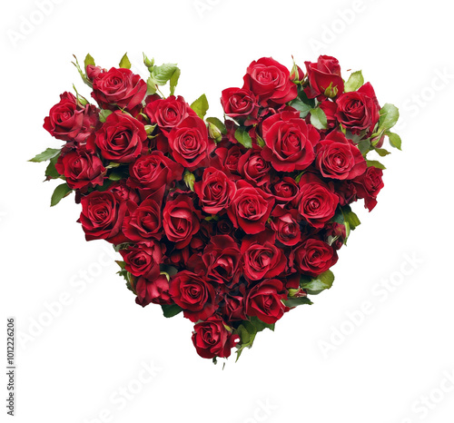 Beautiful heart-shaped arrangement of red roses perfect for expressing love a...