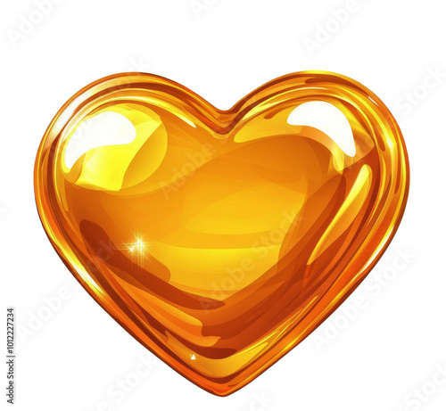 A shimmering golden heart design with smooth curves and a radiant finish on a...