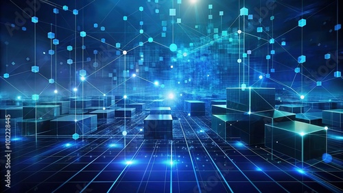 Wallpaper Mural Abstract technology network with glowing nodes and lines. Modern and sophisticated background for banners, posters and social media. Torontodigital.ca