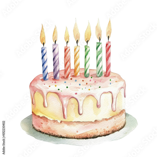 Colorful birthday cake with candles and icing showcasing celebration for a jo...