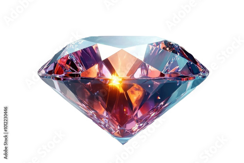 A stunning diamond sparkles brilliantly, capturing light at an elegant angle