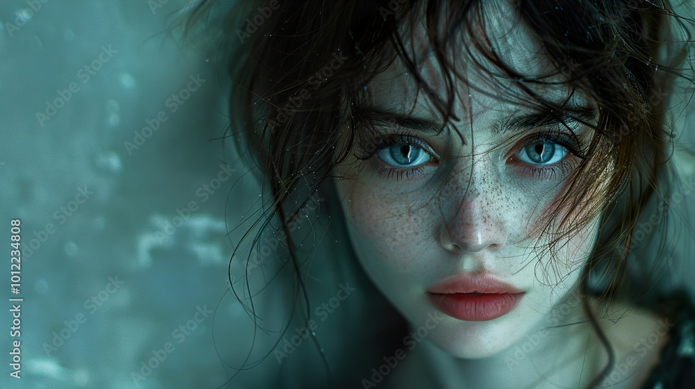 Intense Blue Eyes: A Close-Up Portrait of a Woman Intense Blue Eyes: A Close-Up Portrait of a Woman