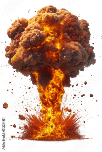 Massive explosion creates a towering fireball and smoke cloud in remote area ...