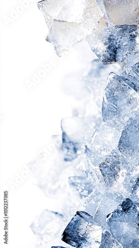 ice texture on white background center left hole