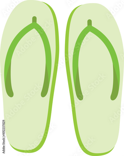 Green slipper, beach sandals footwear icon.
