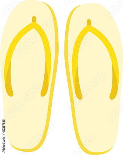 Yellow slipper, beach sandals footwear icon.