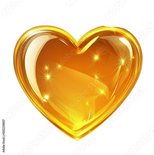 A shimmering golden heart design with smooth curves and a radiant finish on a...