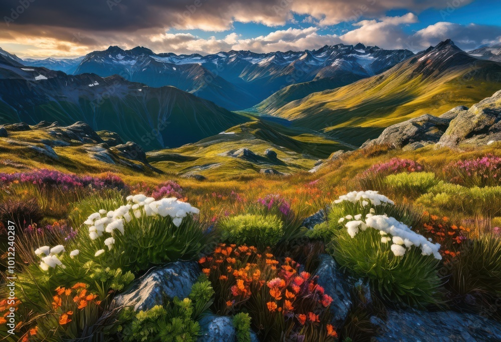 Fototapeta premium stunning majestic landscapes exhibit varied textures landforms from mountains valleys across beautiful terrains, scenery, vista, geography, peak, horizon