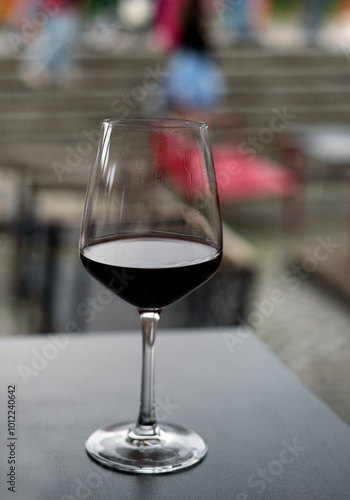 A glass of a red wine