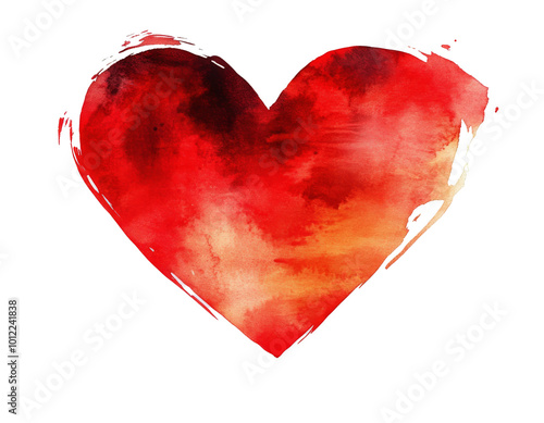 Vibrant watercolor heart illustration on a clean white background showcasing ...