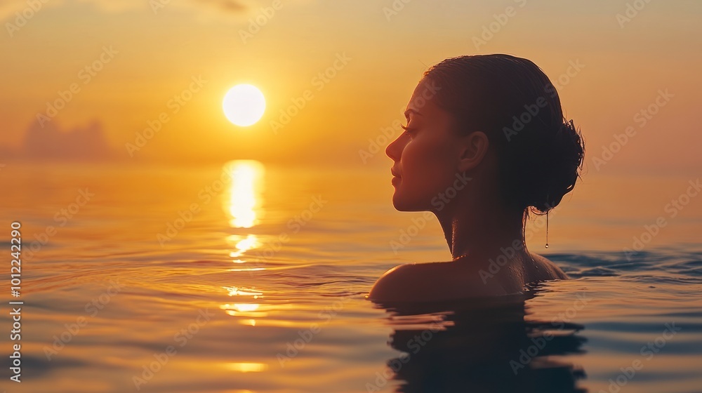 Woman Silhouetted Against the Sunset Woman Silhouetted Against the Sunset