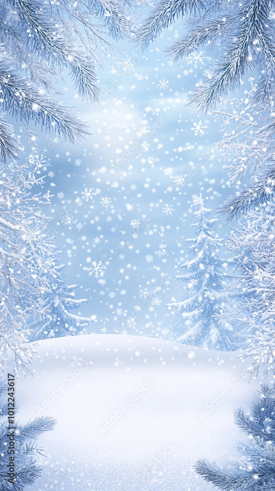 an outdoor snowy Christmas themed background with space in the middle to place a product for an advertisment an outdoor snowy Christmas themed background with space in the middle to place a product for an advertisment