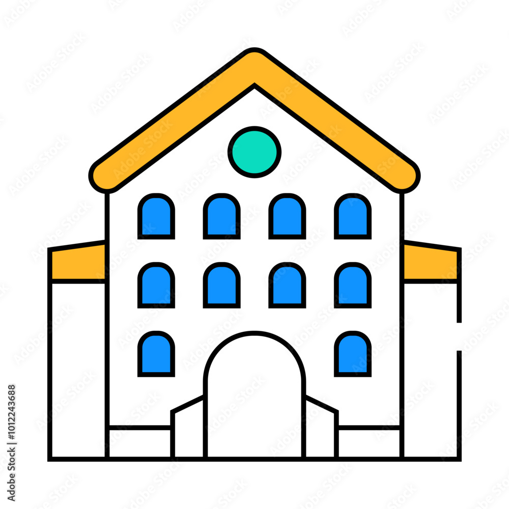 castle main building line icon vector. castle main building sign. isolated symbol illustration castle main building line icon vector. castle main building sign. isolated symbol illustration
