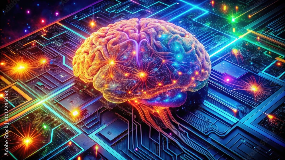 Futuristic AI Brain Concept with Circuit Patterns and Digital Elements Representing Artificial Intelligence Futuristic AI Brain Concept with Circuit Patterns and Digital Elements Representing Artificial Intelligence
