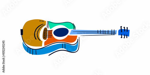 Unique guitar illustration with art. colorful abstract guitar vector.