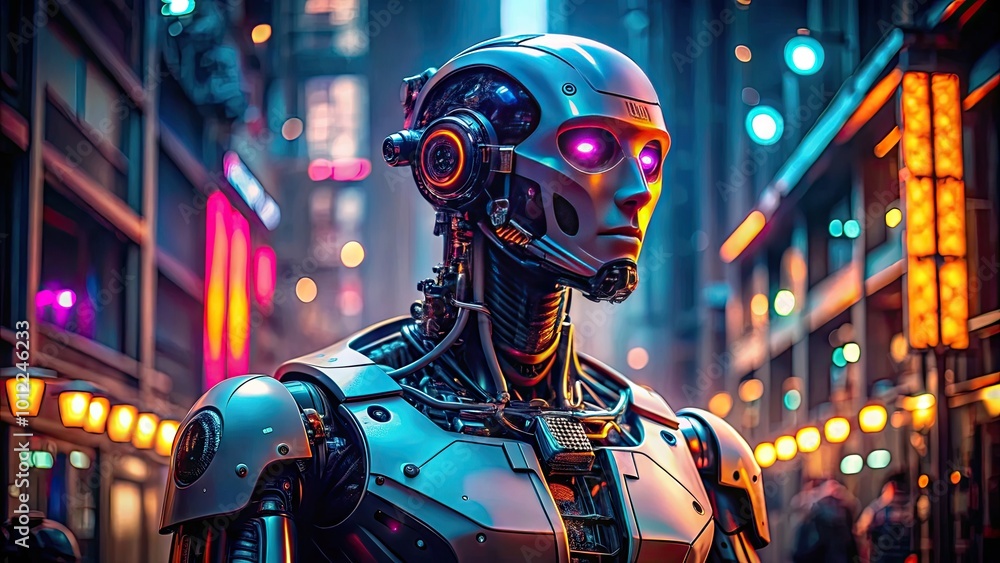 Futuristic Robot in a Modern Setting Showcasing Advanced Technology and Artificial Intelligence Concepts Futuristic Robot in a Modern Setting Showcasing Advanced Technology and Artificial Intelligence Concepts