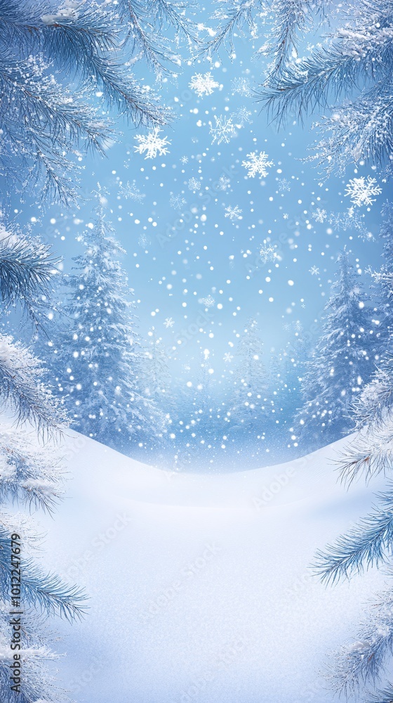 an outdoor snowy Christmas themed background with space in the middle to place a product for an advertisment an outdoor snowy Christmas themed background with space in the middle to place a product for an advertisment