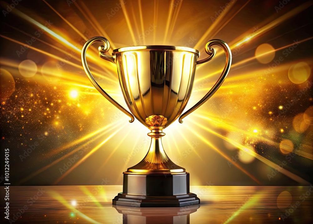 Golden trophy symbolizing victory with bright light and elegant design on a soft gradient background Golden trophy symbolizing victory with bright light and elegant design on a soft gradient background