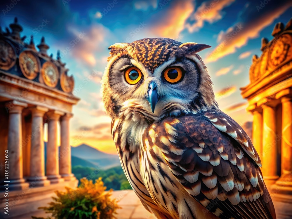 Greek Word for Owl: Symbol of Wisdom and Knowledge in Ancient Culture and Mythology Illustration Greek Word for Owl: Symbol of Wisdom and Knowledge in Ancient Culture and Mythology Illustration