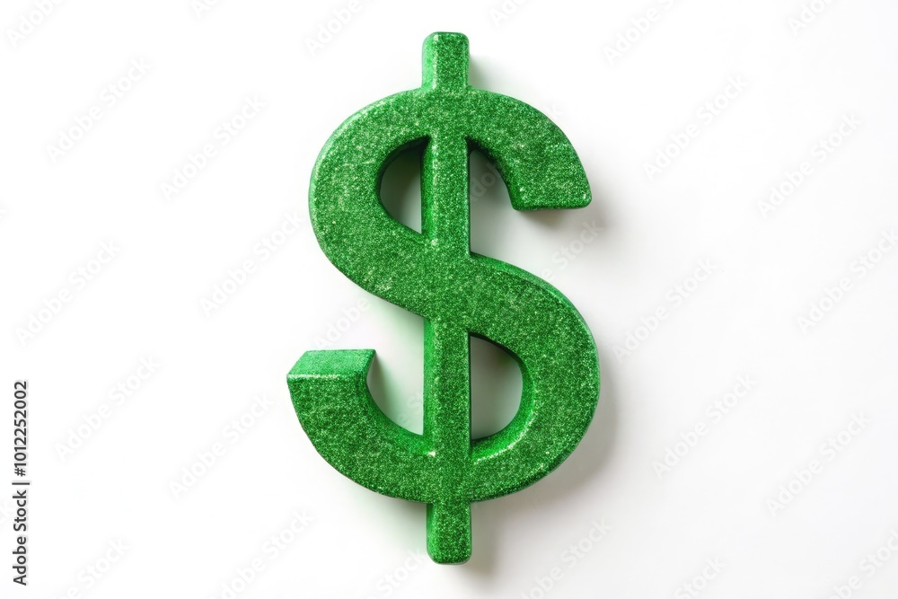 Green Dollar Sign Symbolizing Wealth, Prosperity, and Financial Success on a White Background Green Dollar Sign Symbolizing Wealth, Prosperity, and Financial Success on a White Background