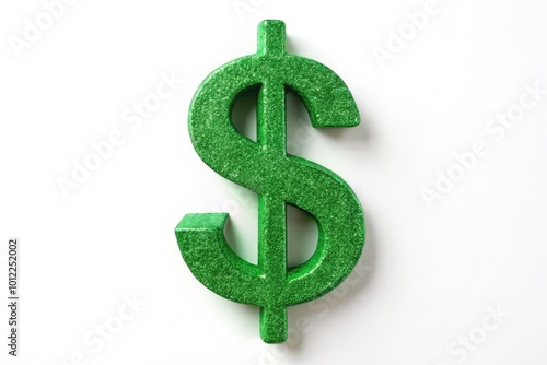 Green Dollar Sign Symbolizing Wealth, Prosperity, and Financial Success on a White Background