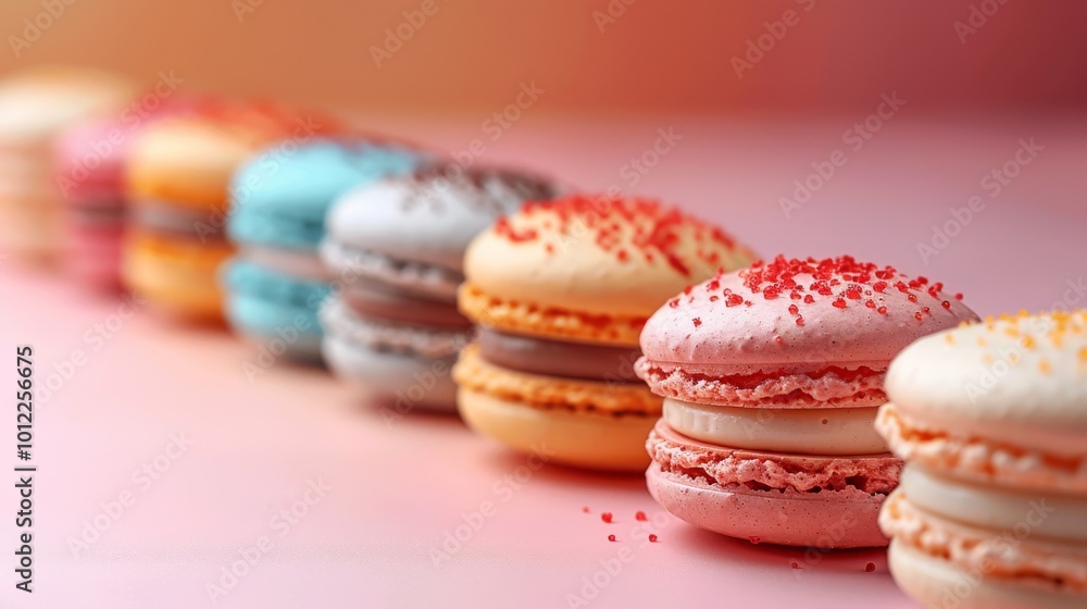Fototapeta premium colorful macarons on pastel background