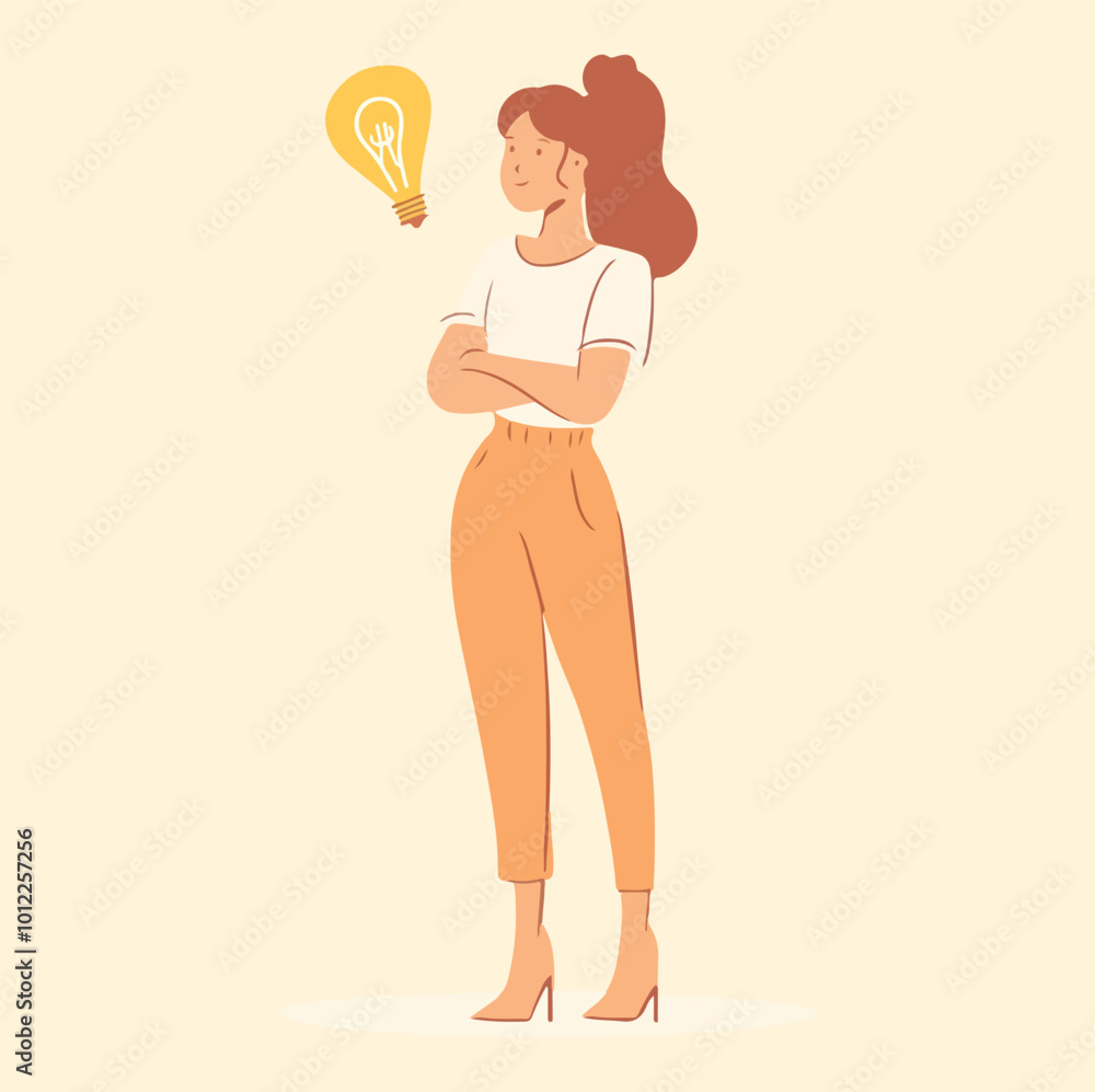 A woman with idea concept illustration A woman with idea concept illustration