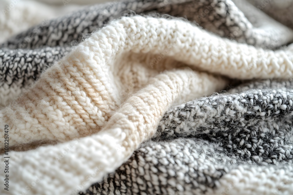 Close-up of textured knitted woolen fabric Close-up of textured knitted woolen fabric