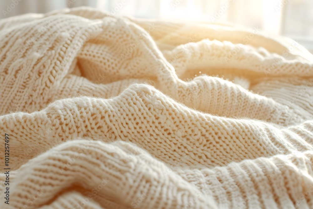 Close-up of textured knitted woolen fabric Close-up of textured knitted woolen fabric