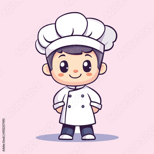 Cute man chef cartoon mascot illustration