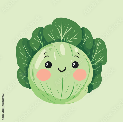A green cabbage cartoon Illustration