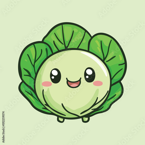 A green cabbage cartoon Illustration