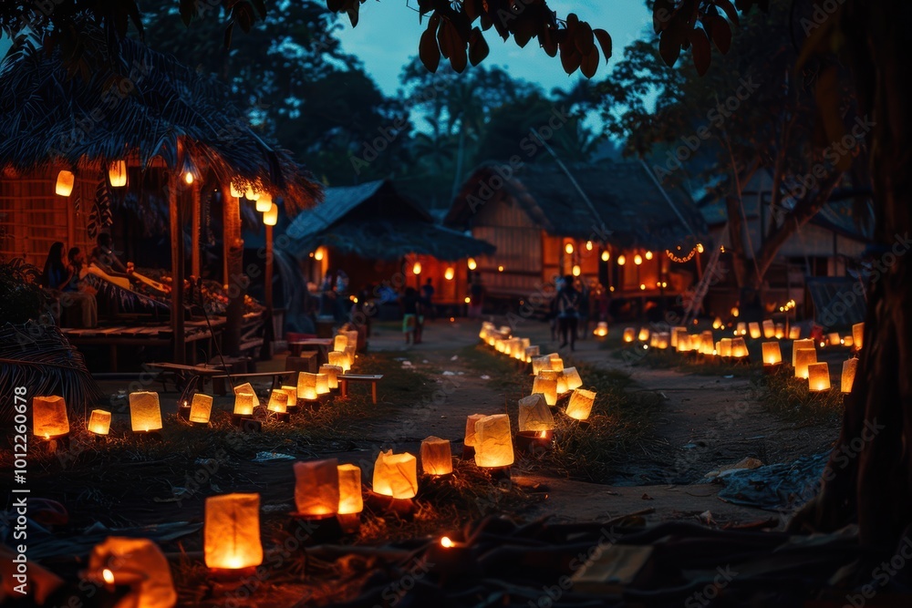 Indigenous Peoples Day Lantern Vigil in a Tranquil Village Setting Indigenous Peoples Day Lantern Vigil in a Tranquil Village Setting