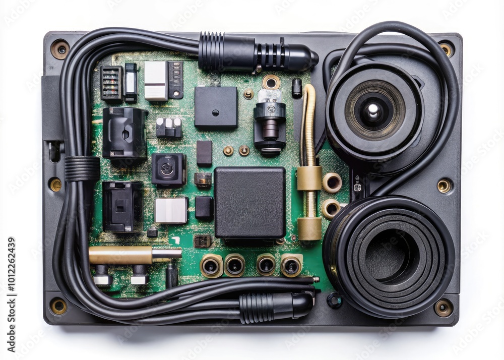 Fototapeta premium High-Quality Power Supply Unit for Electronic Devices and Circuitry with Cables and Connectors Visible
