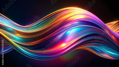 fluid holographic wave design with vibrant colors on black