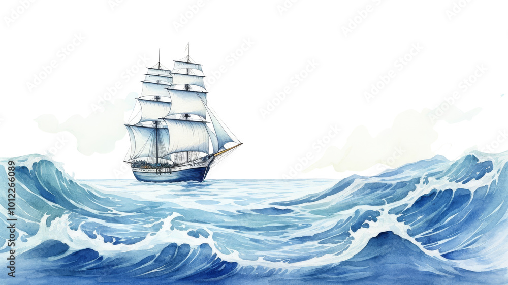 Obraz premium PNG Sea with ship sailboat outdoors painting.