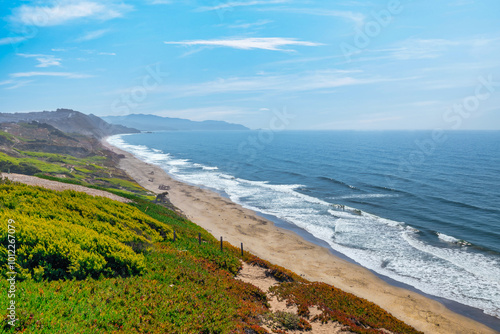 Nature along the route 101 at the Californian Coast from Los Angeles to San Francisco photo