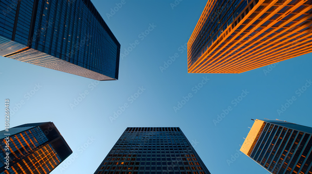 Business Skyscrapers in the Financial District | Modern High-Rise Office Buildings in Urban Skyline Business Skyscrapers in the Financial District | Modern High-Rise Office Buildings in Urban Skyline