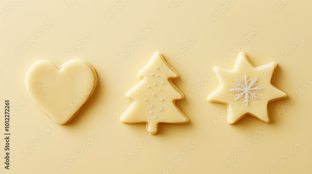Fototapeta premium christmas cookies on a yellow background