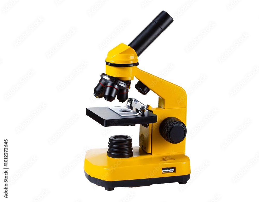 Modern yellow Microscope isolate on transparency background. medicine and research concept
Modern yellow Microscope isolate on transparency background. medicine and research concept