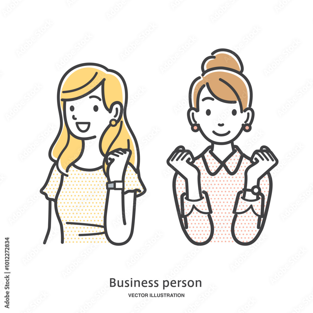 ガッツポーズをする二人の女性会社員