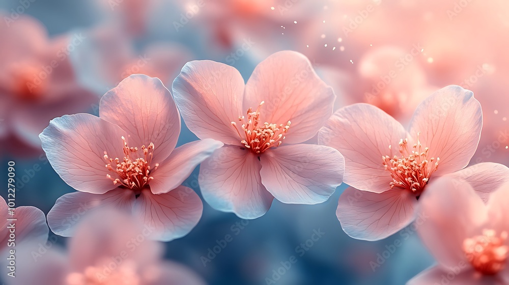 Close-up of delicate pink cherry blossoms with soft focus and bokeh effect. Close-up of delicate pink cherry blossoms with soft focus and bokeh effect.
