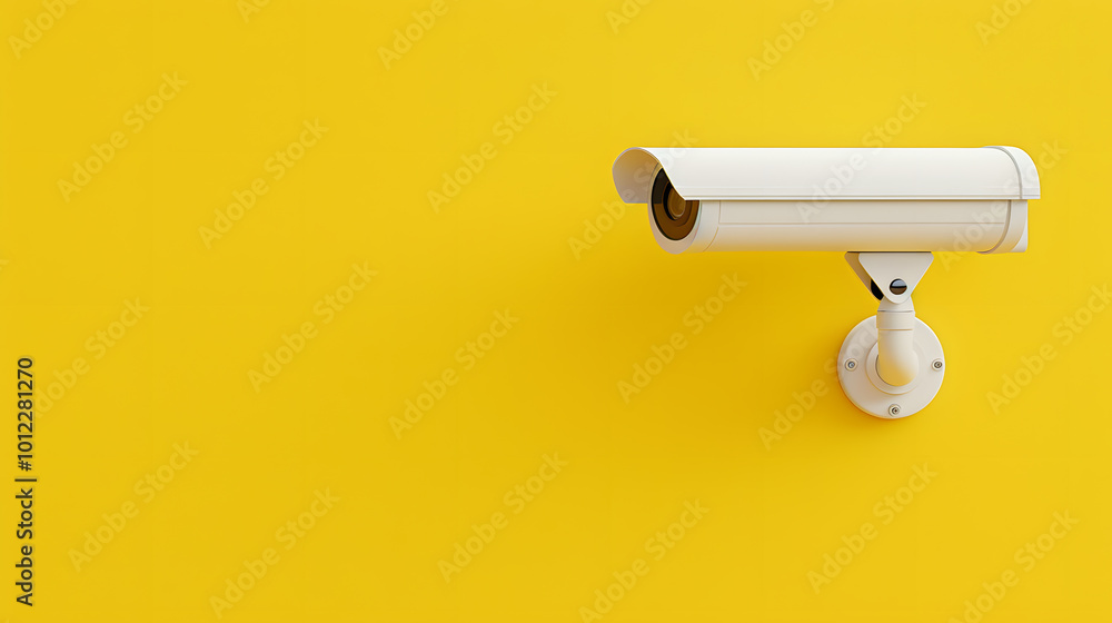 Contemporary Security Camera on Yellow Wall | Modern Surveillance Technology with Bold and Minimalist Design Contemporary Security Camera on Yellow Wall | Modern Surveillance Technology with Bold and Minimalist Design