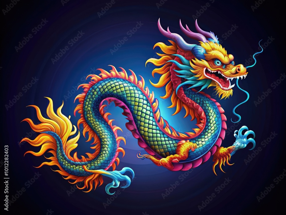 Intricate Chinese Dragon Vector Illustration in Dynamic Pose for Cultural and Artistic Designs Intricate Chinese Dragon Vector Illustration in Dynamic Pose for Cultural and Artistic Designs